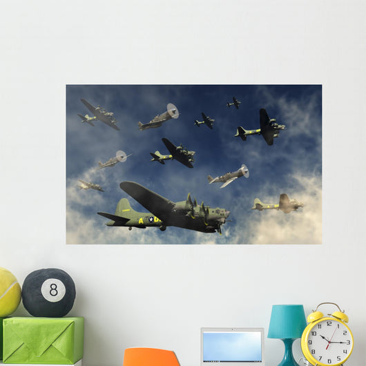 Formation B-17 Flying Fortress with Fighters Wall Decal