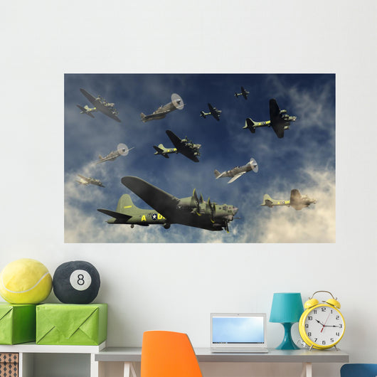 Formation B-17 Flying Fortress with Fighters Wall Decal