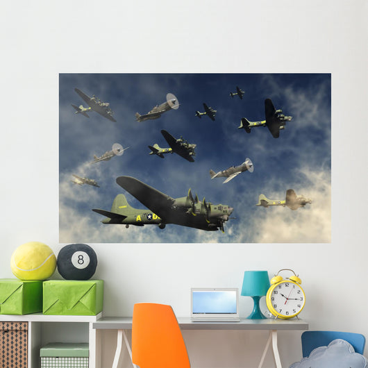 Formation B-17 Flying Fortress with Fighters Wall Decal