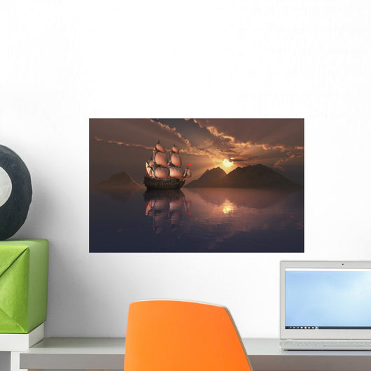 French Galleon Sailing Calm Wall Decal