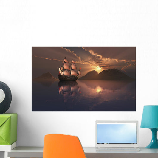 French Galleon Sailing Calm Wall Decal