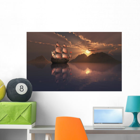 French Galleon Sailing Calm Wall Decal