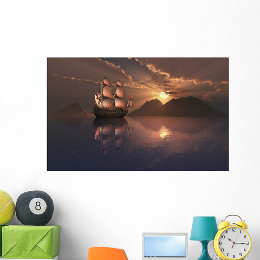 French Galleon Sailing Calm Wall Decal