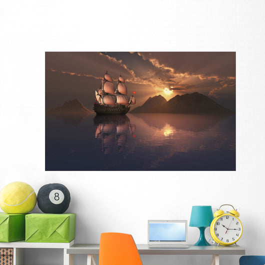French Galleon Sailing Calm Wall Decal
