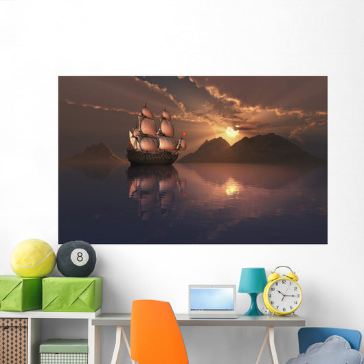 French Galleon Sailing Calm Wall Decal