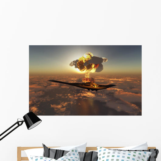 B-2 Spirit Stealth Bomber Mushroom Cloud Wall Decal