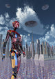 Futuristic City Where Robots Vertical Wall Decal
