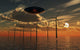 Ufo Flying above Ocean Wall Decal