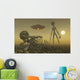 Grey Alien Looking Humanoid over Bones Smog Wall Decal