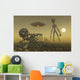 Grey Alien Looking Humanoid over Bones Smog Wall Decal
