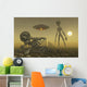 Grey Alien Looking Humanoid over Bones Smog Wall Decal