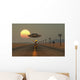 Grey Alien Hitching Ride Front Evening Wall Decal