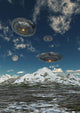 Ufo's Flying over Mountain Wall Decal