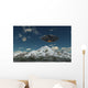 Ufo Flying over Mountain Wall Decal