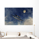 Ufo Flying amongst Clouds Wall Decal