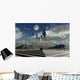 Futuristic Floating City Clouds Wall Decal