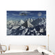 Flying Saucer Hovering over Pyramid Mountains Wall Decal