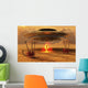 Alien Beaming down from UFO Wall Decal