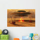 Alien Beaming down from UFO Wall Decal