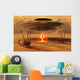 Alien Beaming down from UFO Wall Decal