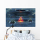 Alien Beaming down from Flying Saucer Wall Decal