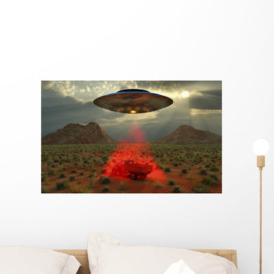 Alien Ufo Probing 1930's Wall Decal shown on a wall