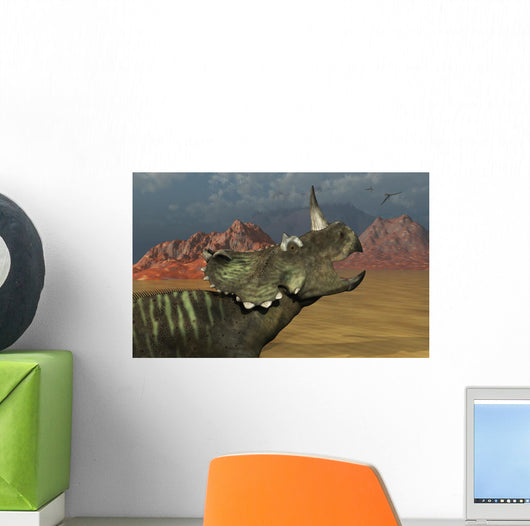 Lone Centrosaurus Dinosaur Calling Wall Decal