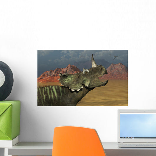 Lone Centrosaurus Dinosaur Calling Wall Decal