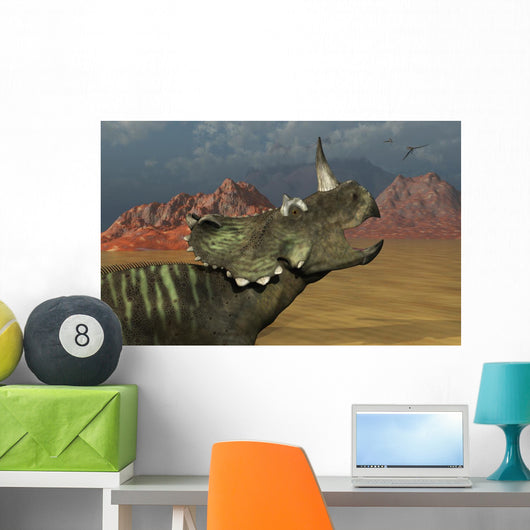 Lone Centrosaurus Dinosaur Calling Wall Decal