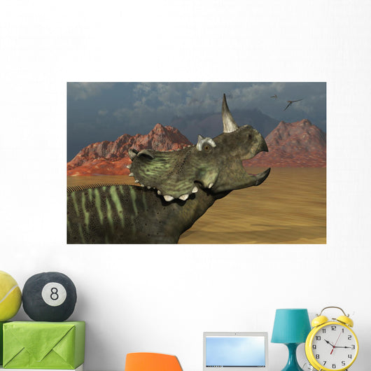 Lone Centrosaurus Dinosaur Calling Wall Decal