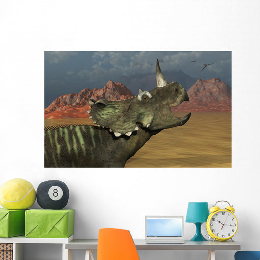 Lone Centrosaurus Dinosaur Calling Wall Decal