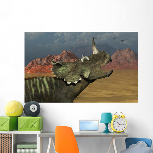 Lone Centrosaurus Dinosaur Calling Wall Decal