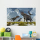 Pack Nanotyrannus Dinosaurs Attacking Desert Wall Decal