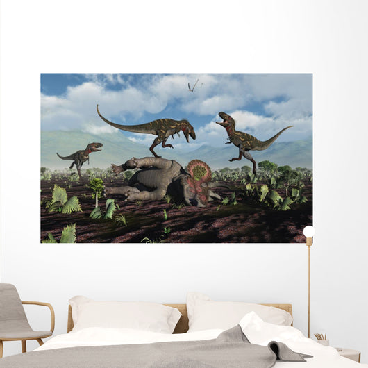 Pack Nanotyrannus Dinosaurs Attacking Wall Decal