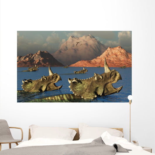 Centrosaurus Dinosaurs Migrating Close-up Wall Decal