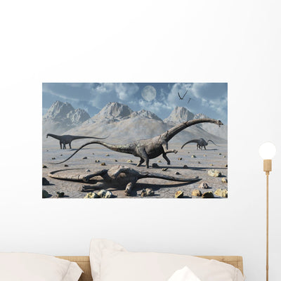 Petrified Diplodocus Dinosaurs from Wall Decal shown on a wall