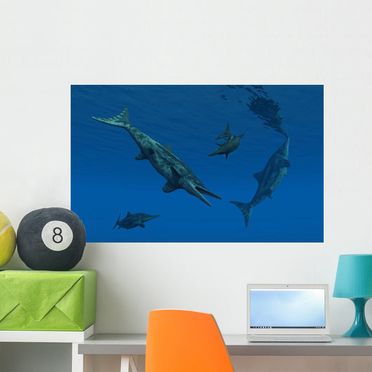 Stenopterygius Ichthyosaurs Swimming Underwater Wall Decal