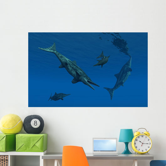 Stenopterygius Ichthyosaurs Swimming Underwater Wall Decal