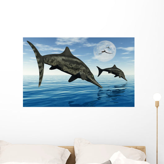 Pair Stenopterygius Ichthyosaurs Jumping Wall Decal