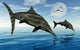 Pair Stenopterygius Ichthyosaurs Jumping Wall Decal