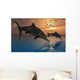 Pair Stenopterygius Ichthyosaurs Jumping Evening Wall Decal