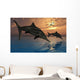 Pair Stenopterygius Ichthyosaurs Jumping Evening Wall Decal