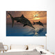Pair Stenopterygius Ichthyosaurs Jumping Evening Wall Decal