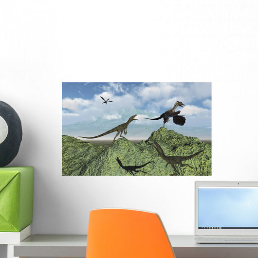 Juravenators Chasing Archaeopteryx Wall Decal