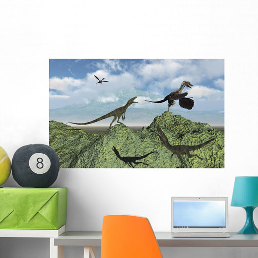 Juravenators Chasing Archaeopteryx Wall Decal
