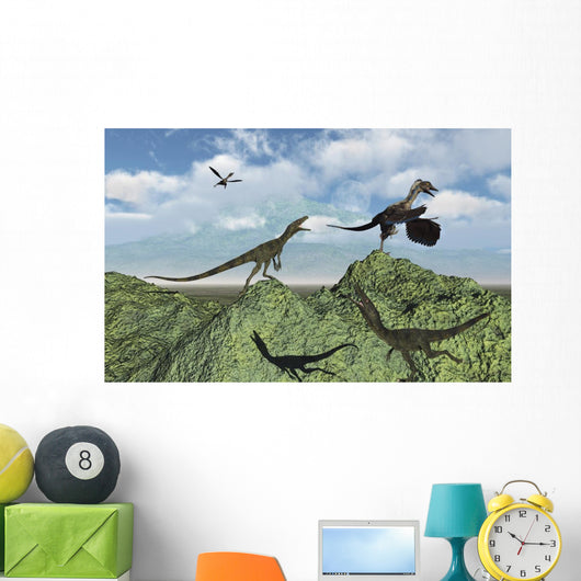 Juravenators Chasing Archaeopteryx Wall Decal