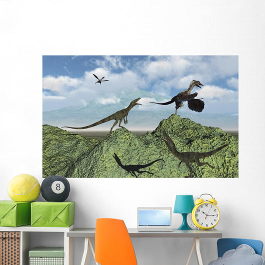 Juravenators Chasing Archaeopteryx Wall Decal