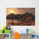Pair Tarbosaurus Dinosaurs Scavaging Wall Decal