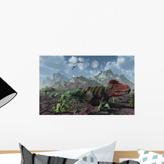 Lone Tarbosaurus Lying Ground Wall Decal
