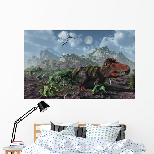 Lone Tarbosaurus Lying Ground Wall Decal